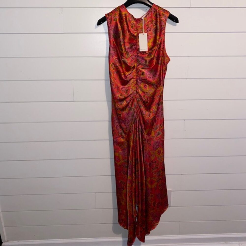 MELLODAY Floral Print Ruched Satin Midi Dress - Women's Small - New with Tags - Picture 8 of 8